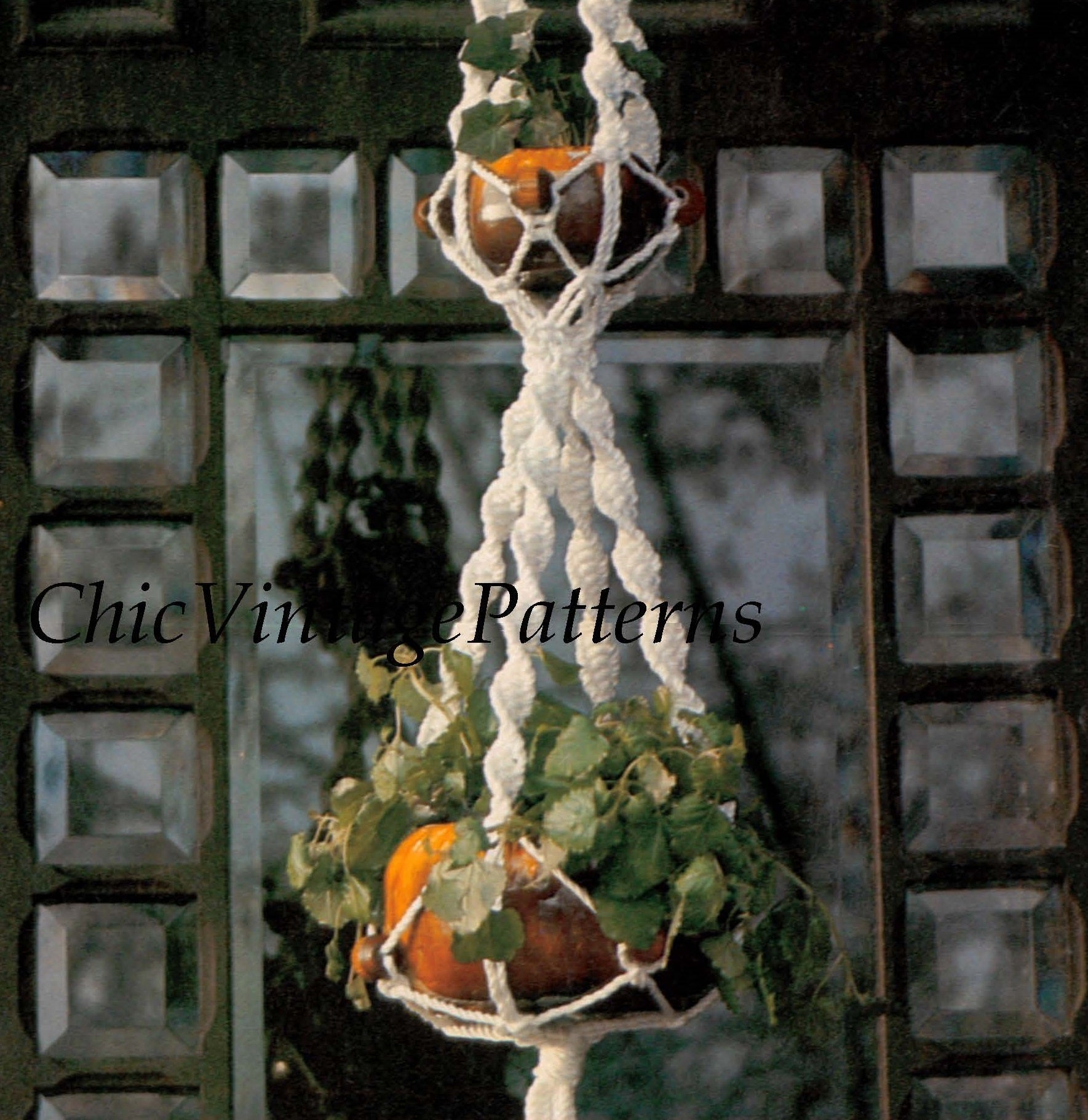 Macrame Double Plant Hanger Pattern, Garden Decor, Instant Download