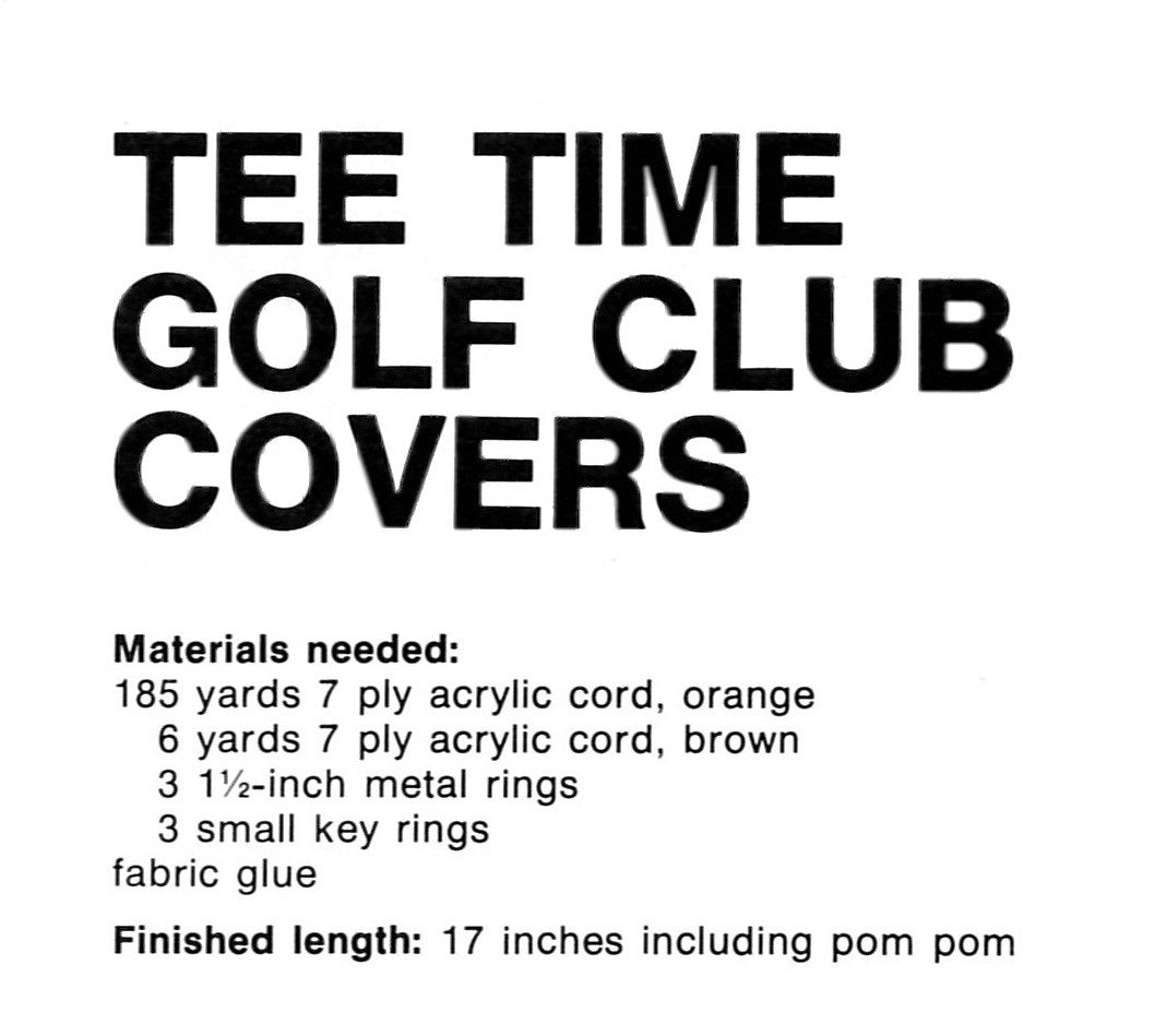 Golf Club Covers, Vintage Macrame Pattern, Digital Download