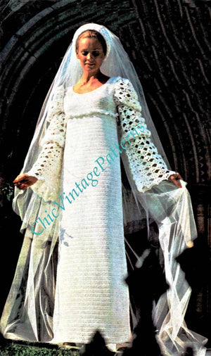 Crochet Wedding Dress Pattern, Medieval Style