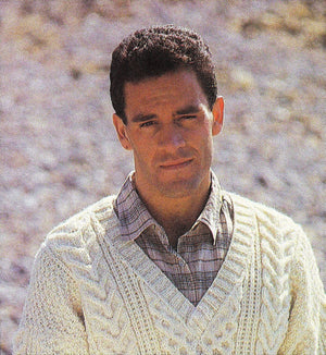 Men's Knitted Sweater Pattern, Traditional Aran, Instant Download