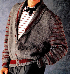 Men's Jacket Knitting Pattern, Generous Fit, Instant Download