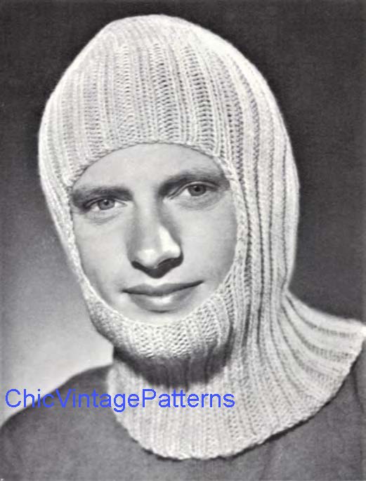 Knitted Balaclava Pattern, Men's Skiing Hat, Digital Download