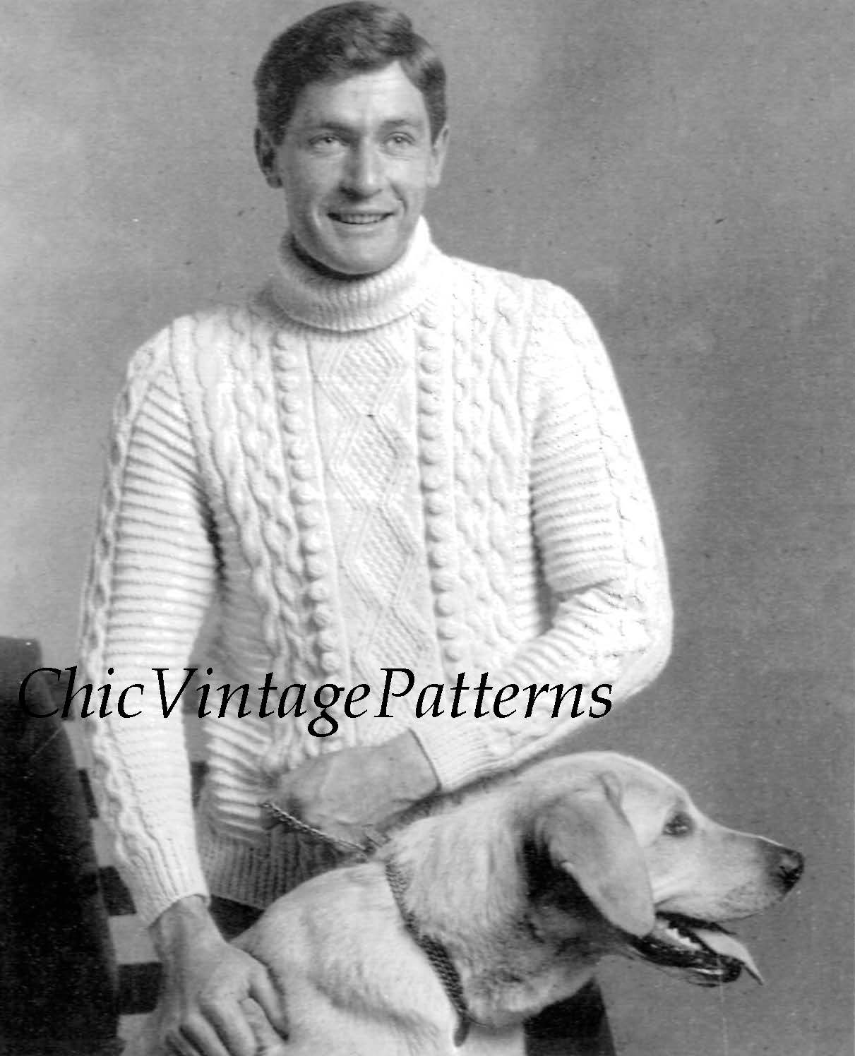 Mens aran sales jumper knitting patterns