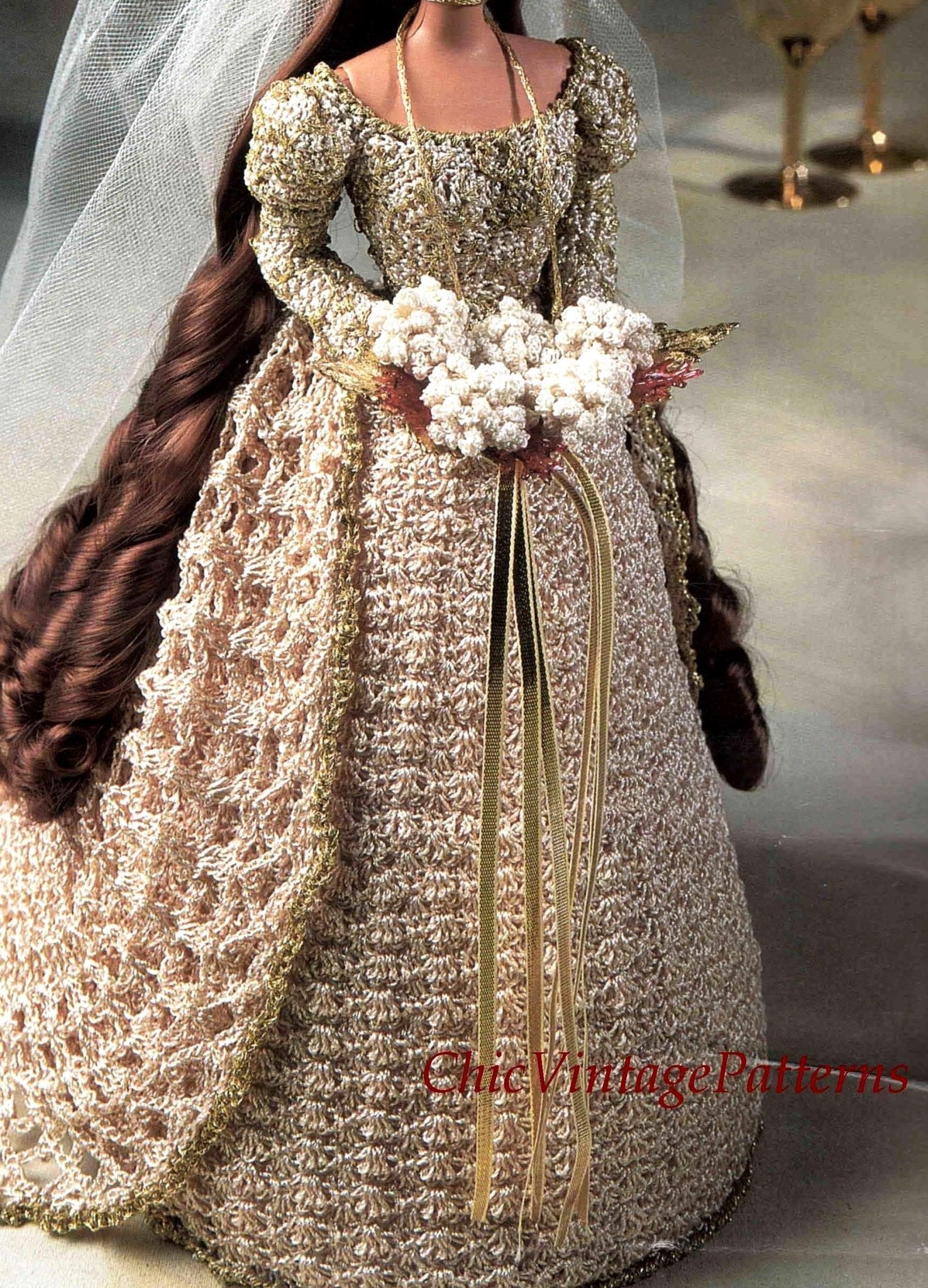 barbie wedding dress crochet pattern Crochet lace wedding dress pattern for Barbie dolls. Patterns with tutorials in English (PDF format)