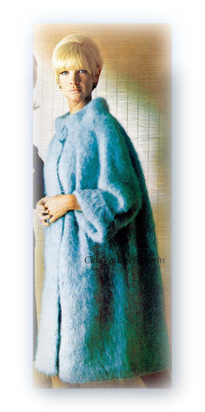 Ladies Knitted Mohair Coat Pattern, Stylish Warm and Cosy, Instant Download