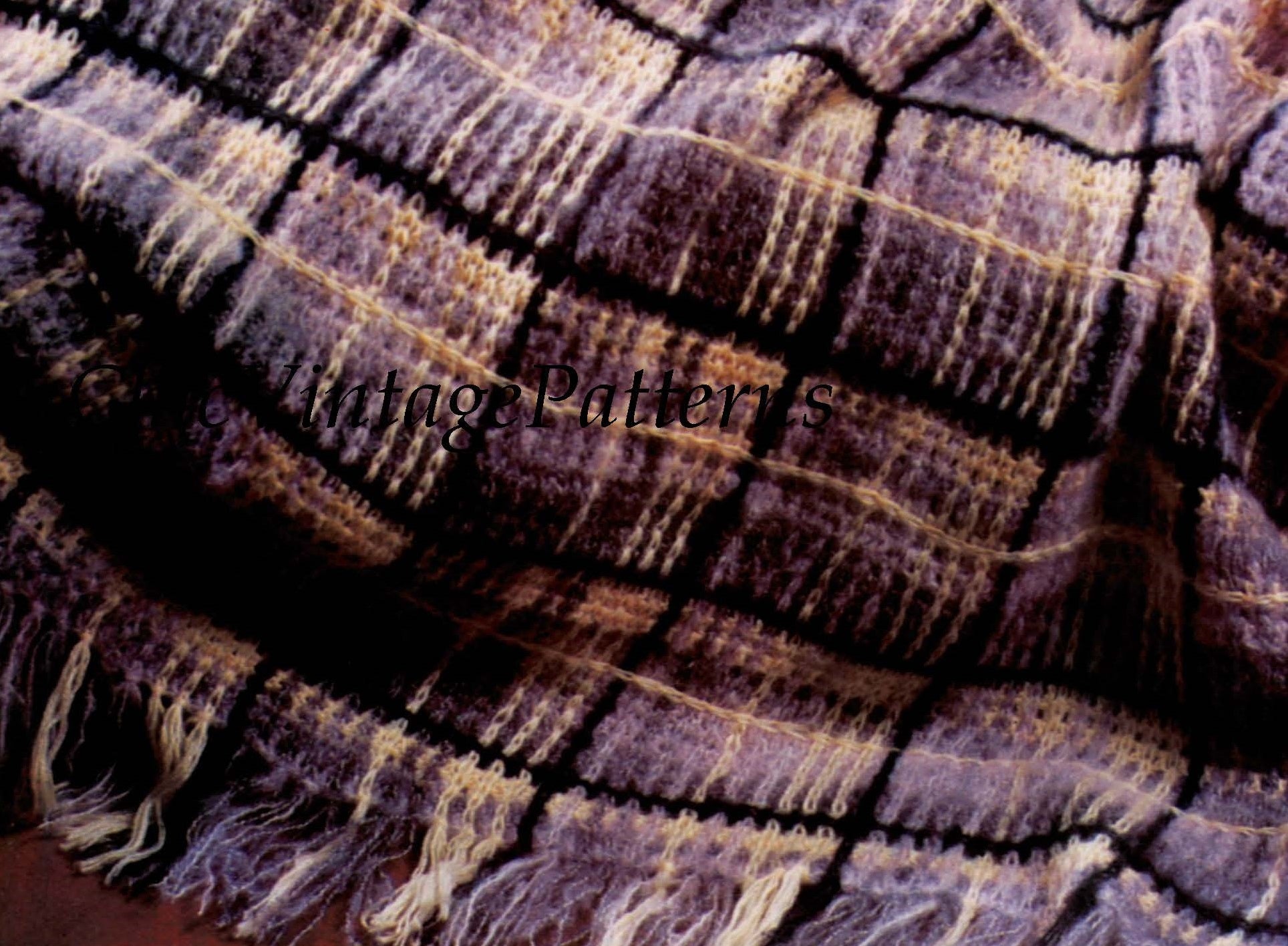 Tartan Afghan Rug Crochet Pattern,  Mohair Rug, Instant Download