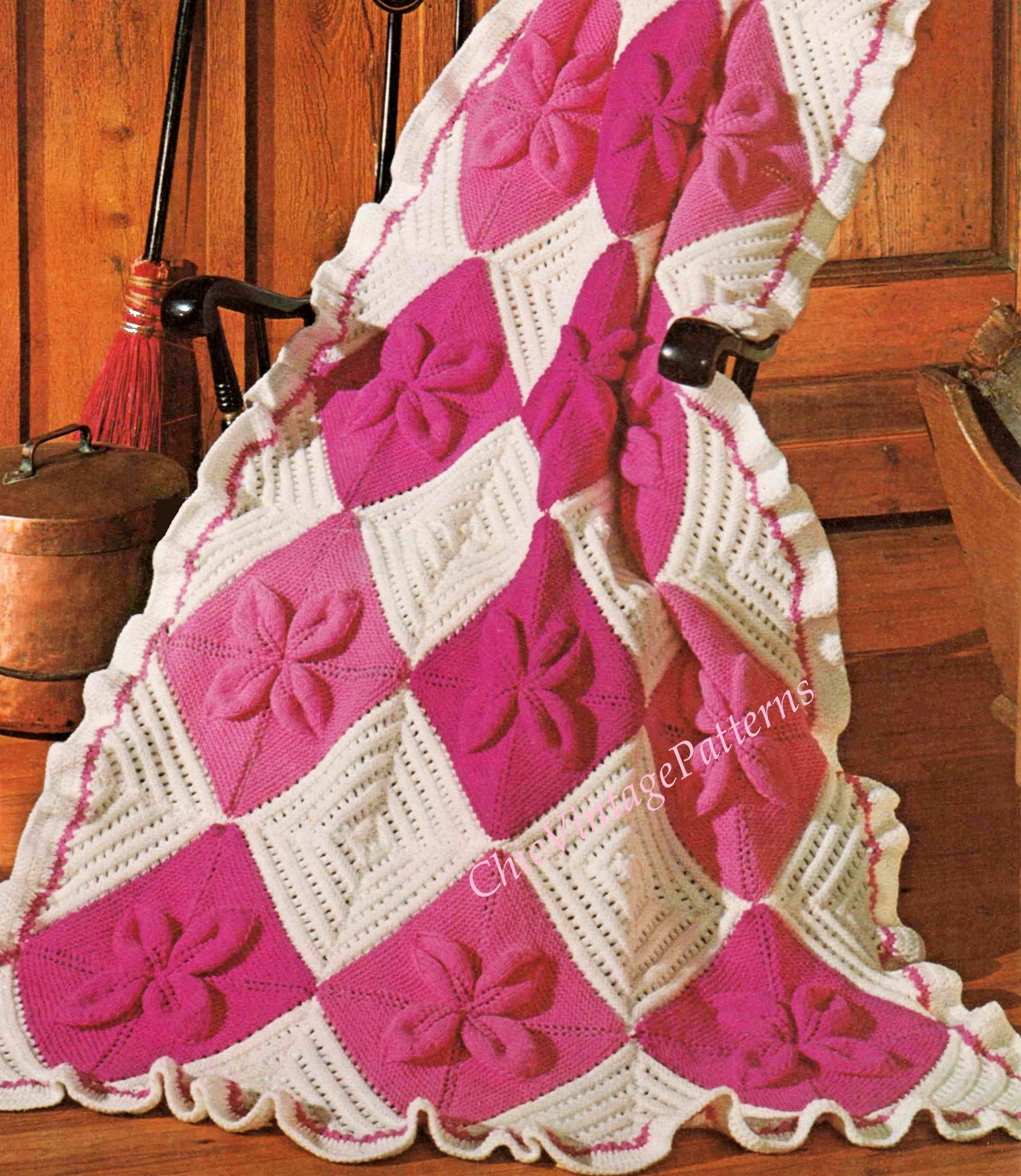 Throw Rug Knitting Patterns Knitted Afghan Rug Pattern, Throw Rug | ChicVintagePatterns