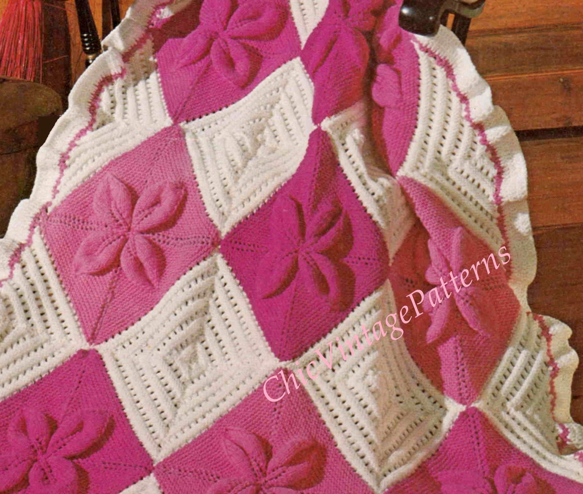 Knitted Afghan Rug Pattern, Throw Rug, PDF Knitting Pattern