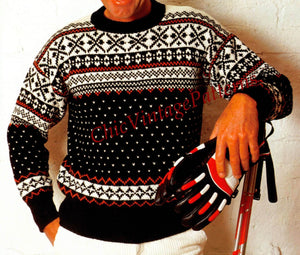 Knitted Men's Sweater and Cap Pattern, Fair Isle, Instant Download