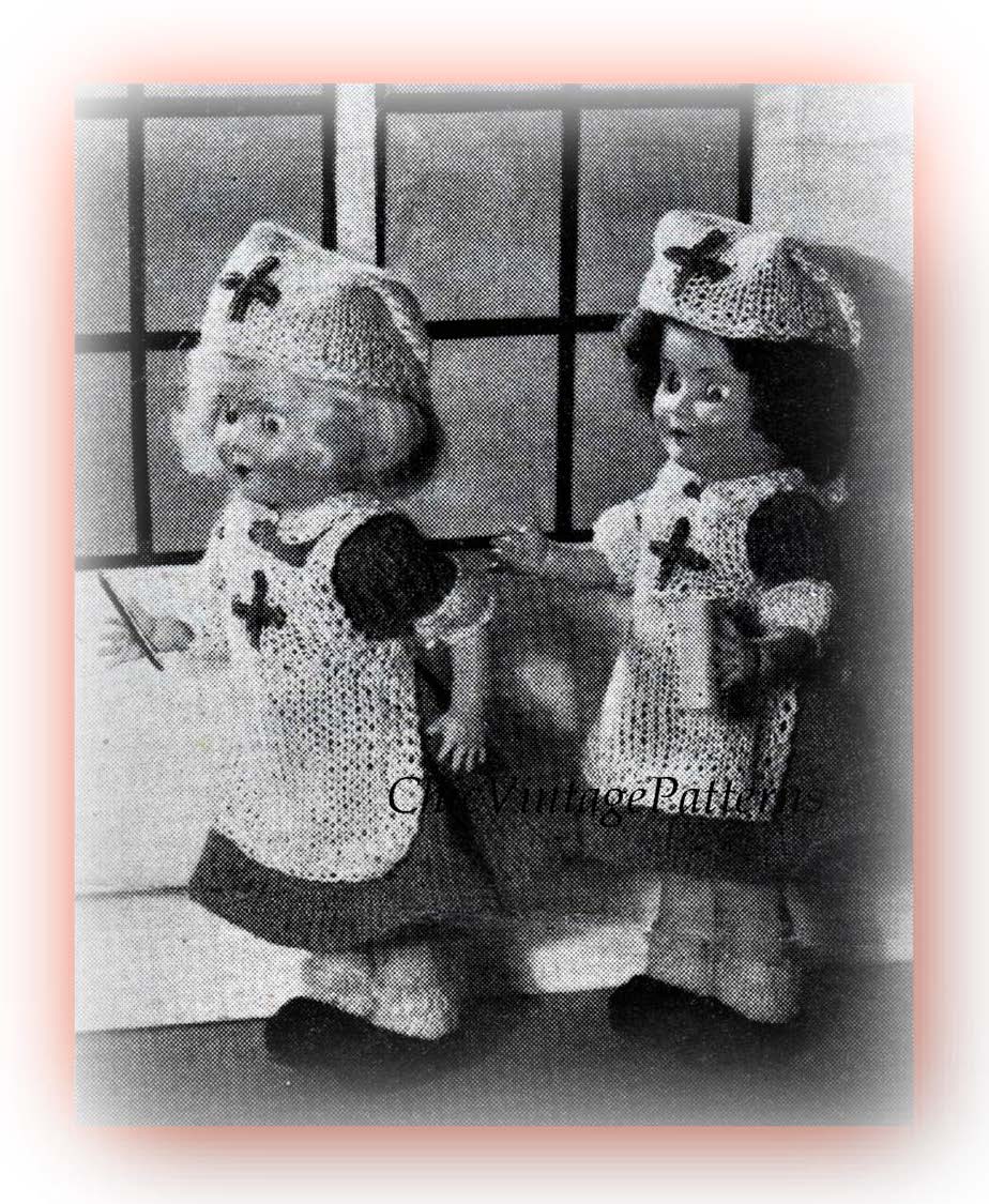 Knitted Doll's Nurses Uniform Pattern, 6.1/2 inch Doll, Instant Download