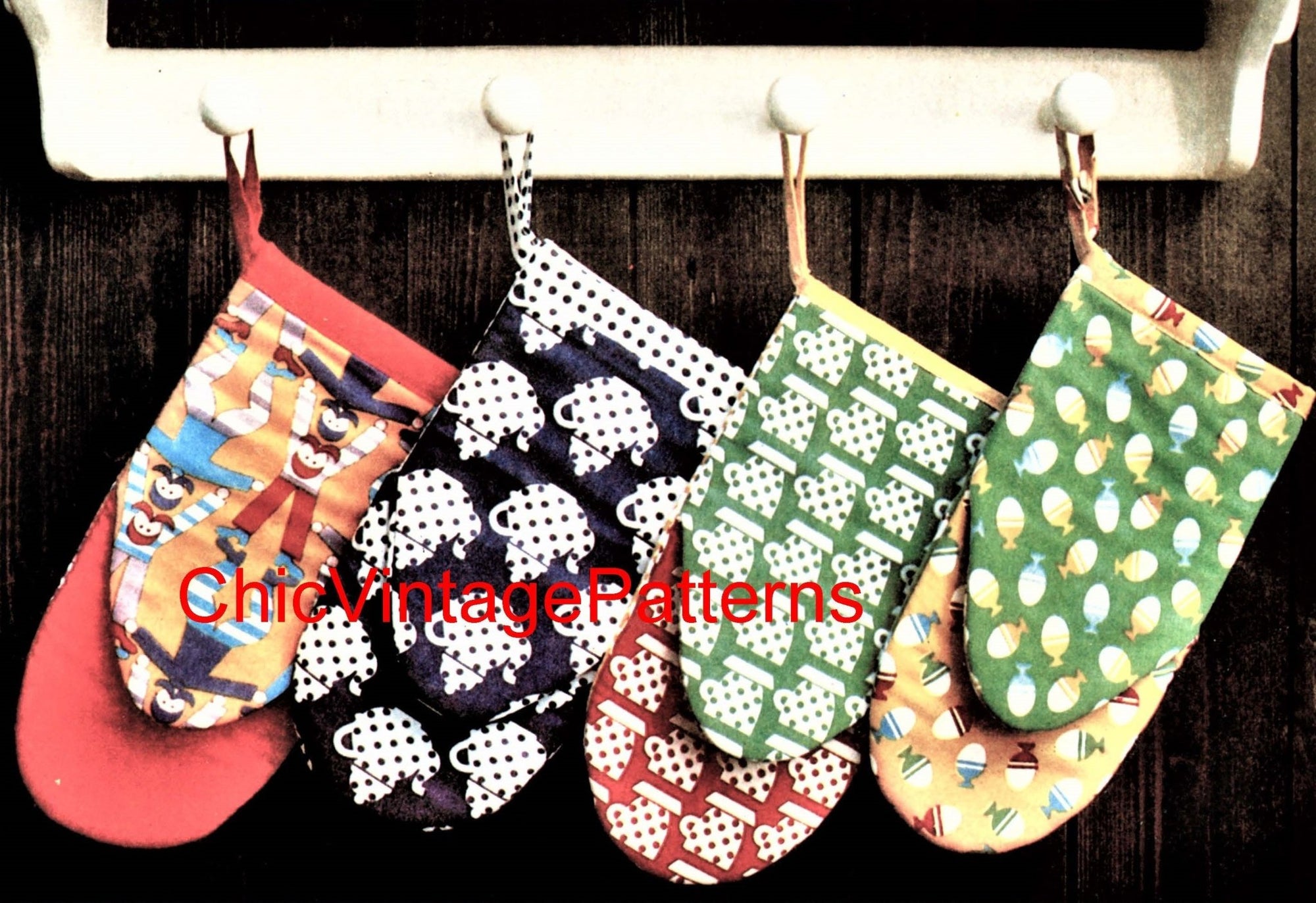 Oven Gloves Sewing Pattern, Kitchen Mitts, Home Decor, Instant Download