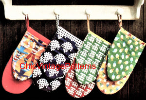 Oven Gloves Sewing Pattern, Kitchen Mitts, Home Decor, Instant Download