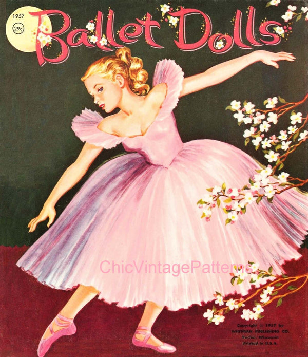Ballet Paper Doll Book, 1957, Instant Download | ChicVintagePatterns for Free Printable Ballerina Paper Dolls