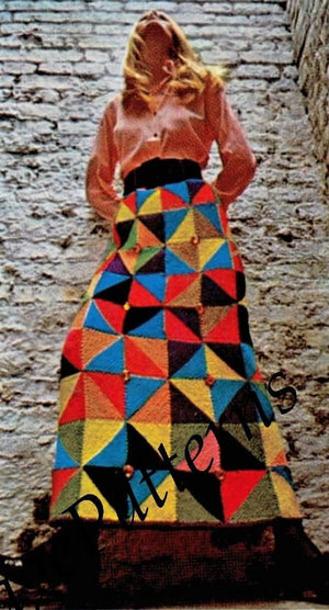 Knitted Patchwork Pants and Skirt Pattern, Instant Download