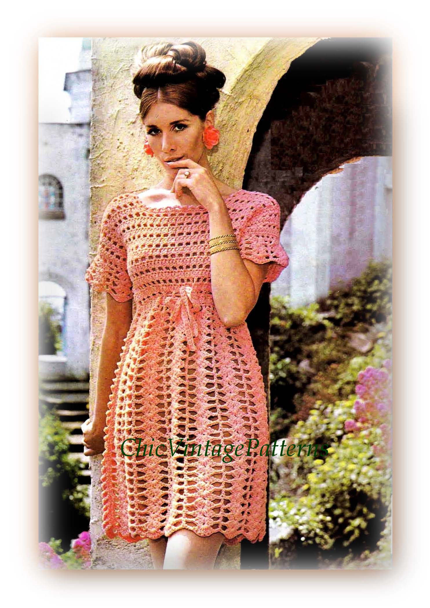Crochet Ladies Dress Pattern, Party Dress | ChicVintagePatterns Crochet Ladies Dress Pattern, Party Dress | ChicVintagePatterns