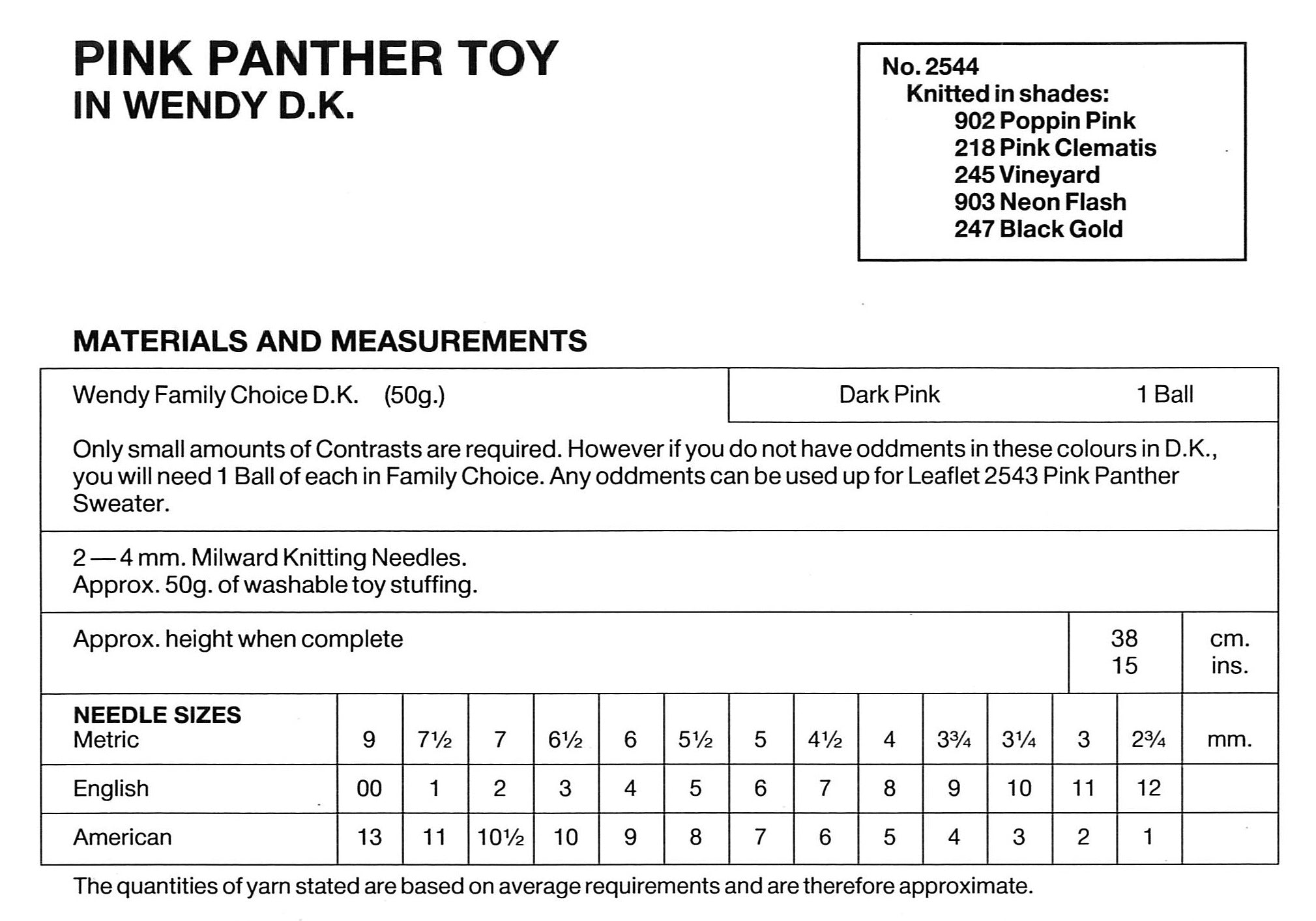 Pink Panther Knitting Pattern, Instant Download, Soft Toy