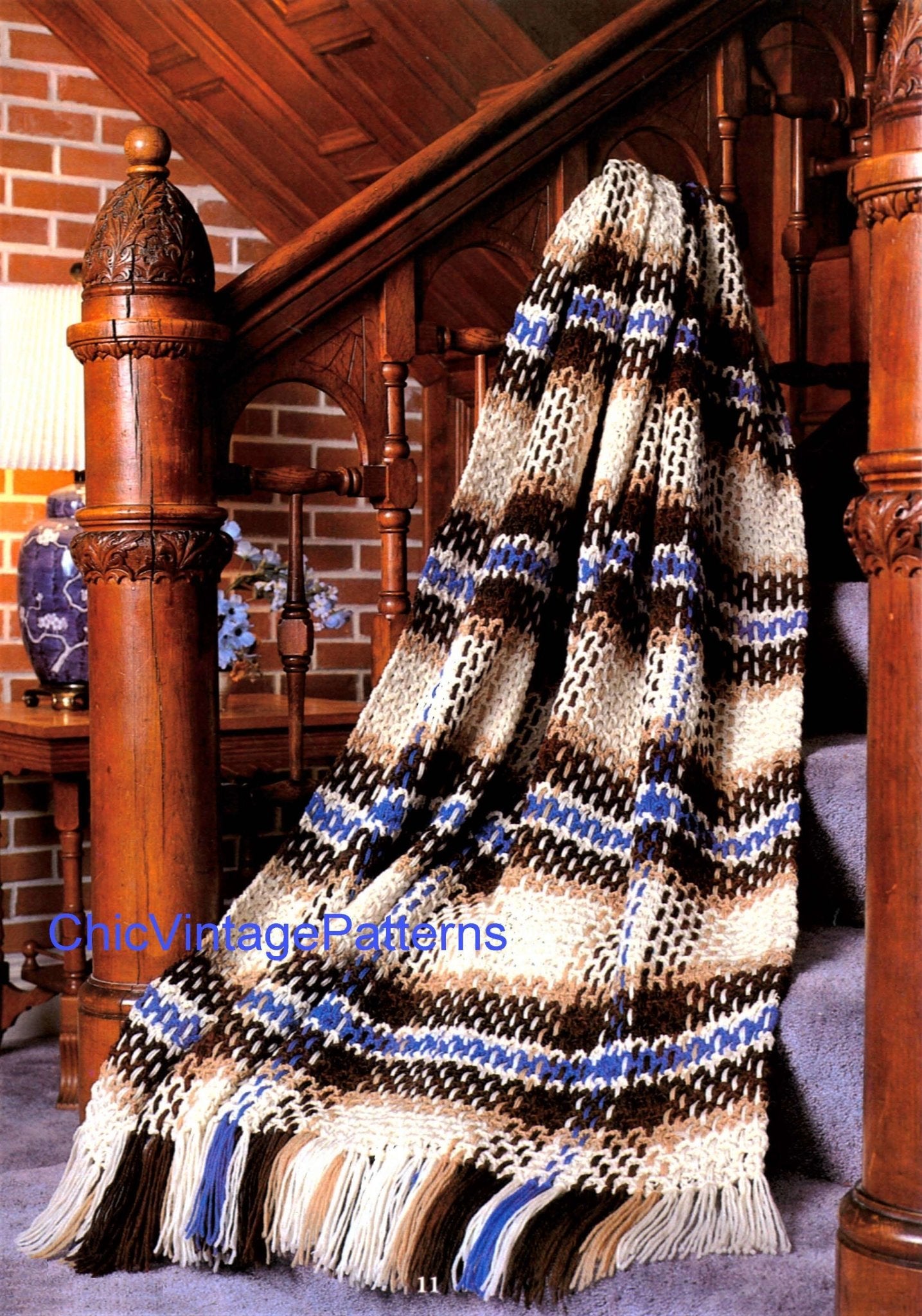 Plaid Afghan Crochet Pattern, Tartan Rug, Instant Download Pattern