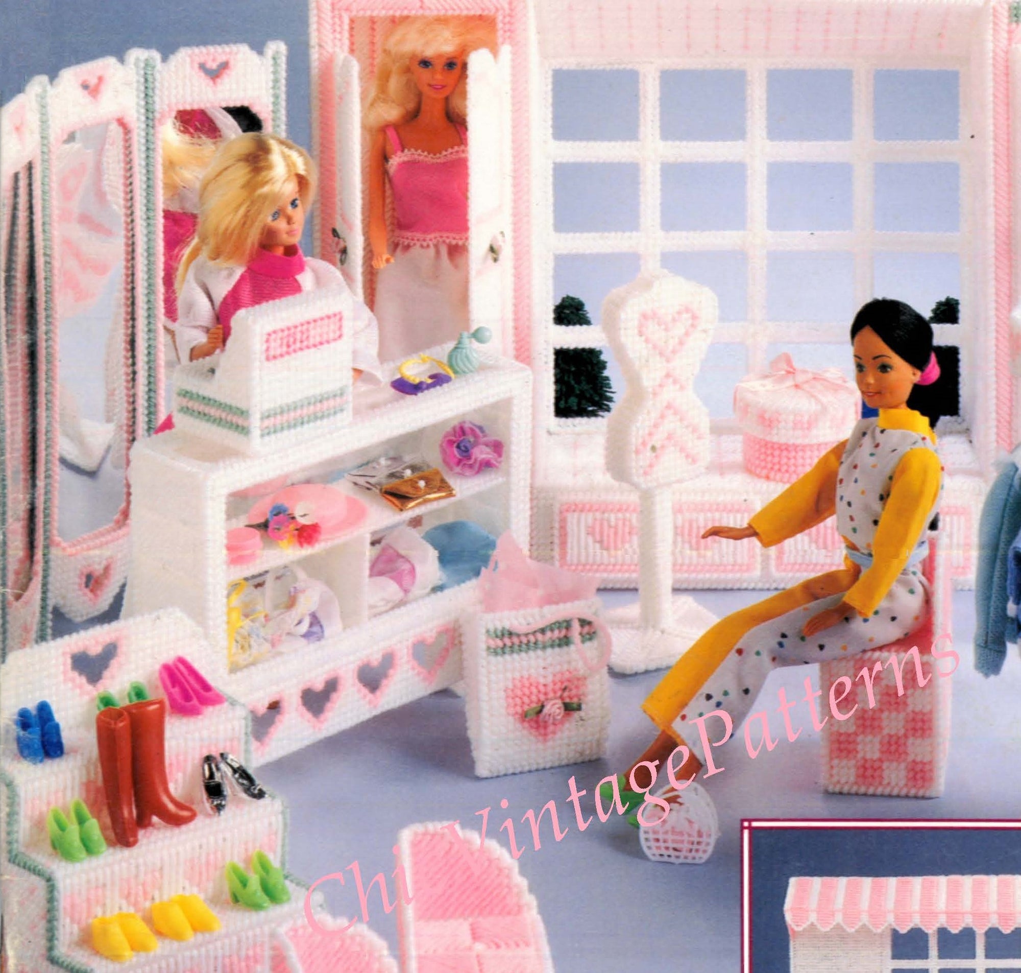 Plastic Canvas Fashion Doll Boutique Shoppe Pattern, Instant Download