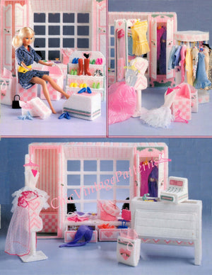 Plastic Canvas Fashion Doll Boutique Shoppe Pattern, Instant Download