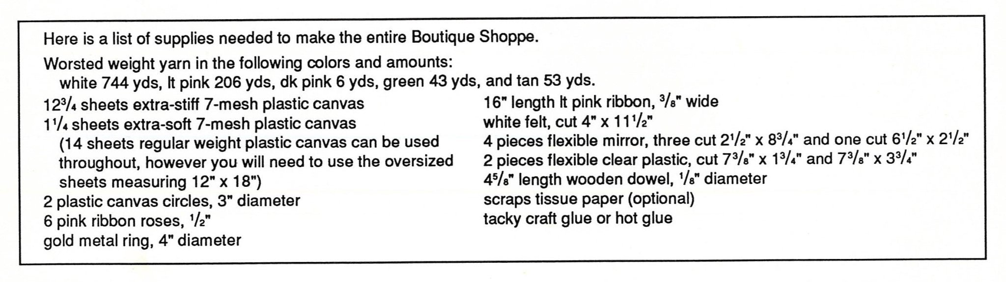 Plastic Canvas Fashion Doll Boutique Shoppe Pattern, Instant Download