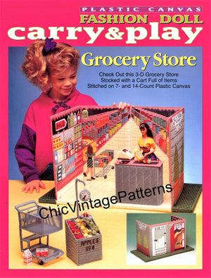 Plastic Canvas Fashion Doll Grocery Store Pattern, Instant Download