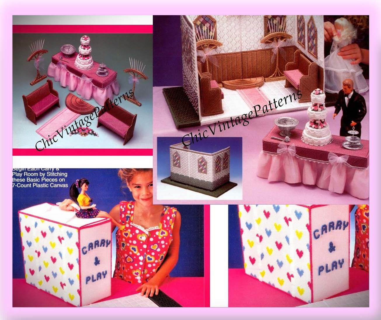 Pattern Bundle of Two Plastic Canvas Carry and Play Patterns, Instant Download