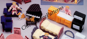 Plastic Canvas Doll's House Family and Furnishings Pattern, Instant Download