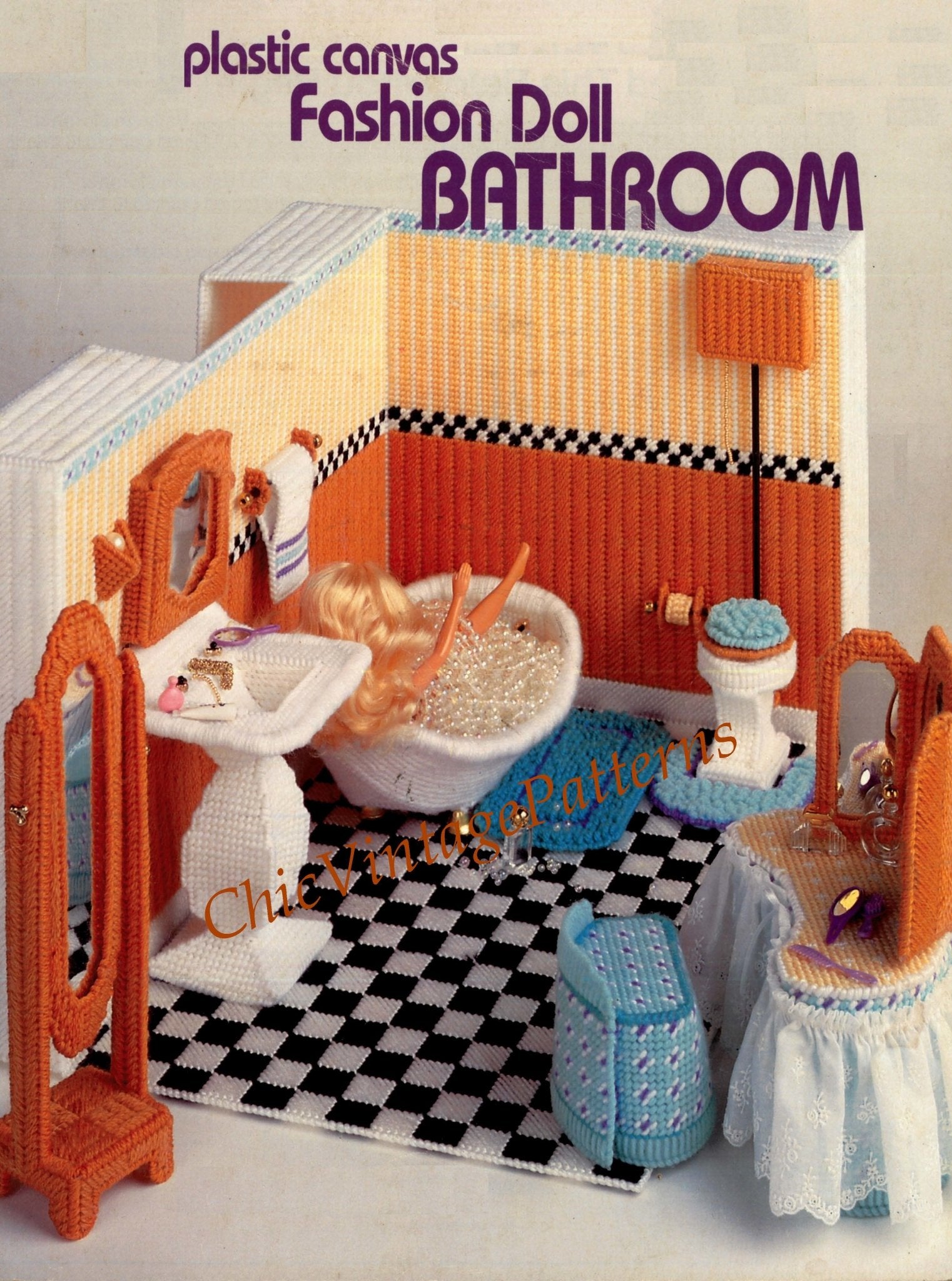 Plastic Canvas Doll Bathroom Pattern Instant Download