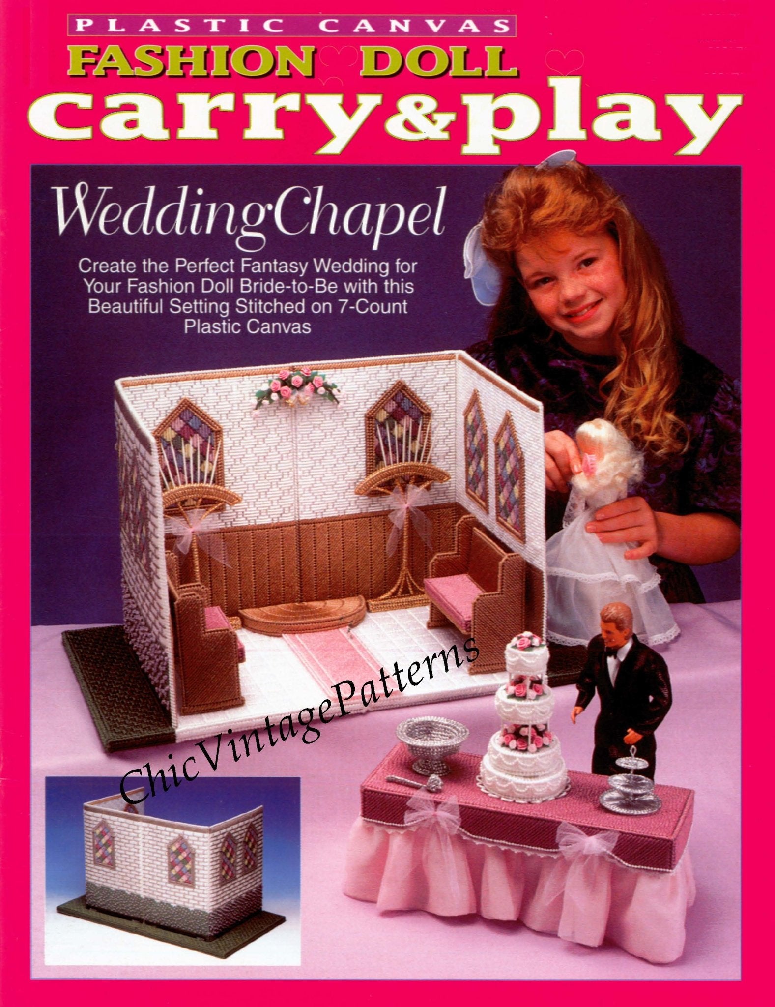 Plastic Canvas Fashion Doll Wedding Chapel Pattern, Instant Download