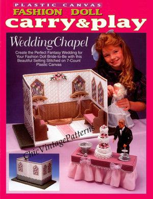 Plastic Canvas Fashion Doll Wedding Chapel Pattern, Instant Download