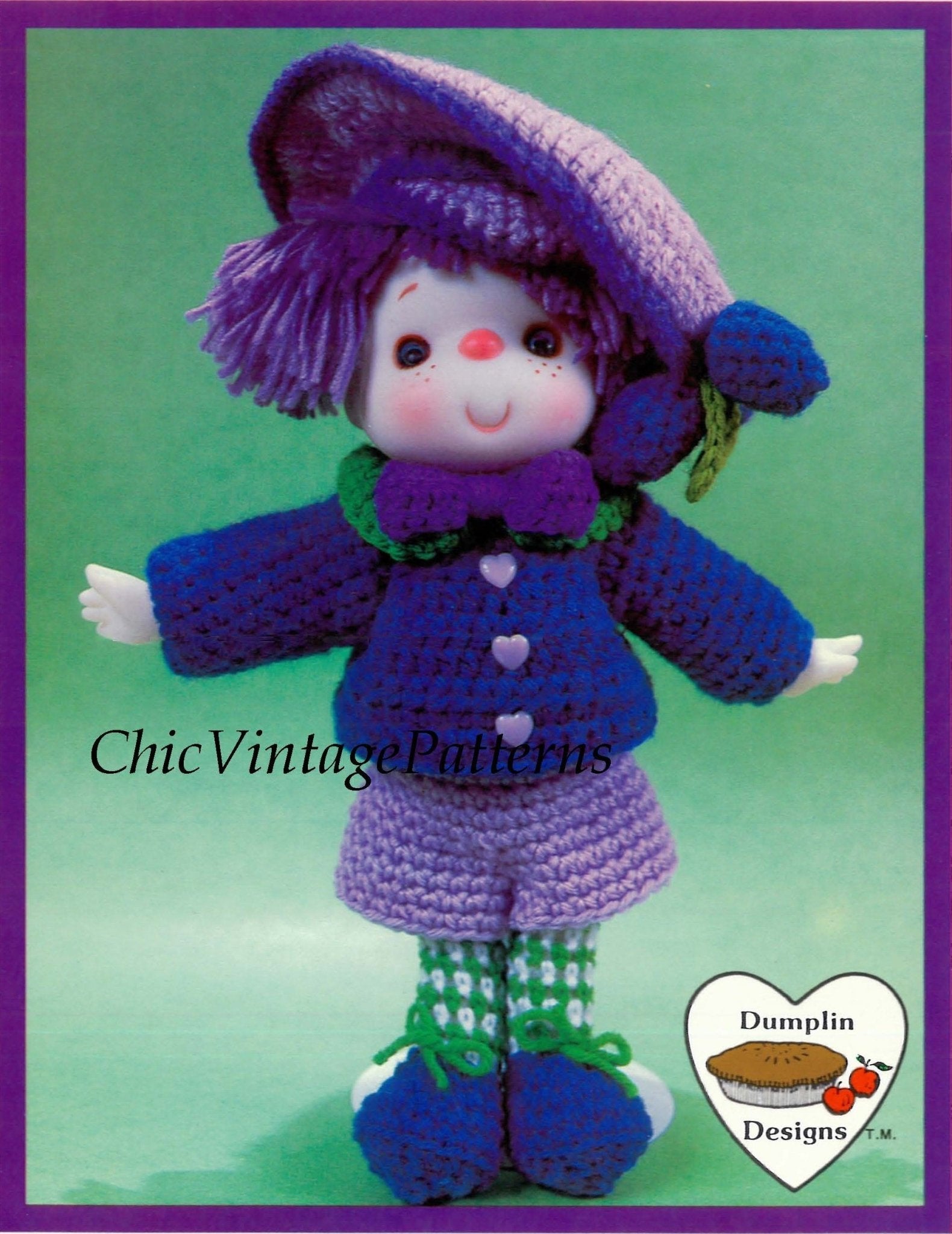 Crochet Lollipop Lane Doll Pattern, "Plum Preserves", Instant Download