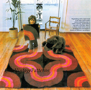 Punch Needle Floor Rug Pattern, Motif Geometric Puzzle Rug, Instant Download