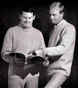 Easy Men's Sweater Knitting Pattern, Polo, Crew or V Neck, Instant Download