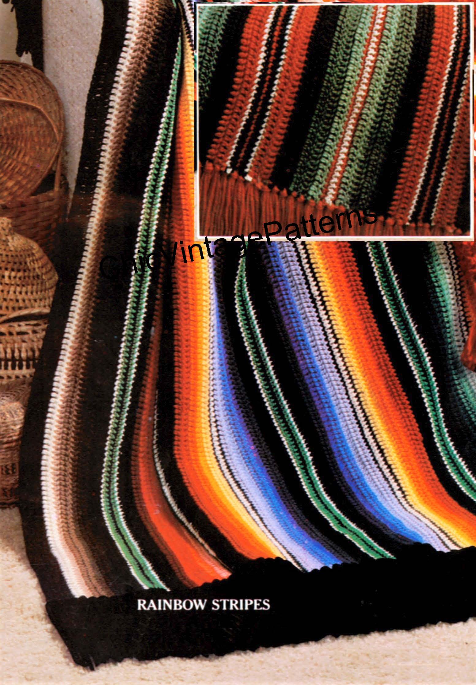 Easy-To-Crochet Afghan Pattern, Rainbow Rug, Instant Download