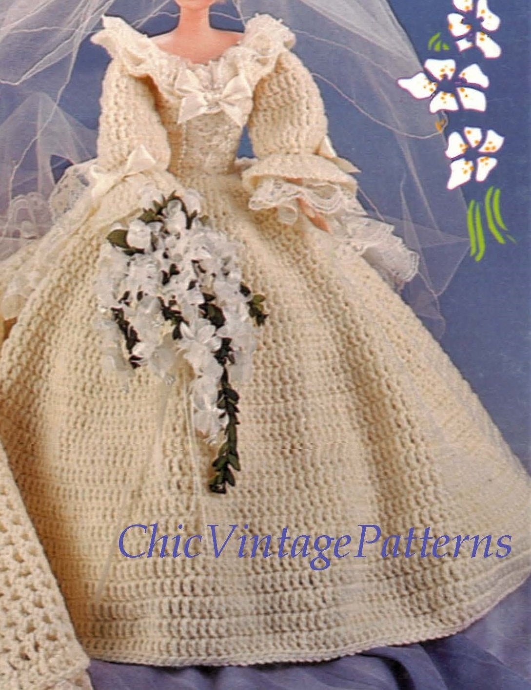 Princess Crochet Doll's Wedding Dress Pattern | ChicVintagPatterns
