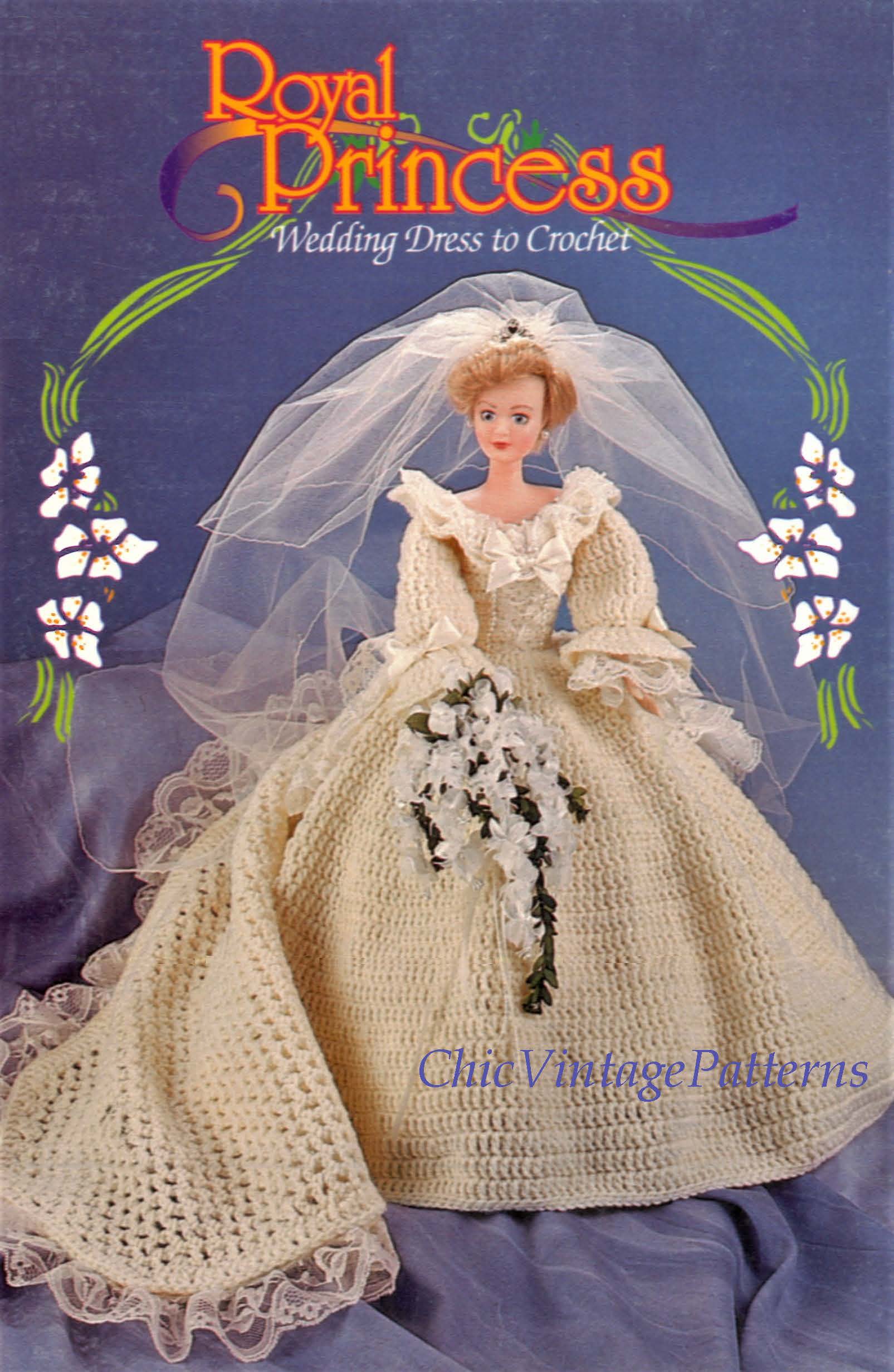 Princess Crochet Doll's Wedding Dress Pattern, Instant Download