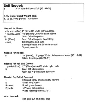 Princess Crochet Doll's Wedding Dress Pattern, Instant Download