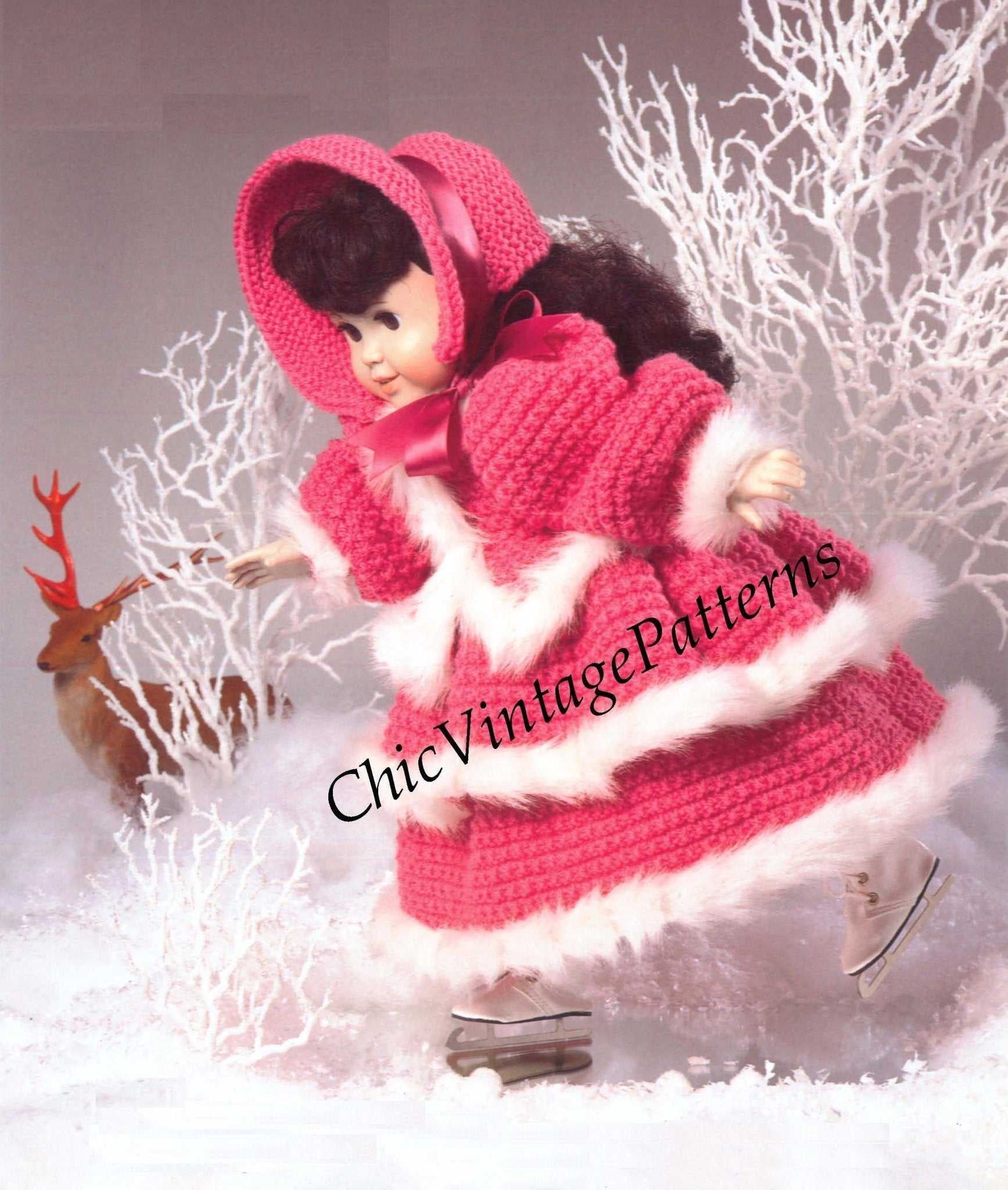 Doll's Skating Dress Knitting Pattern, Digital Download Doll's Skating Dress Knitting Pattern, Digital Download
