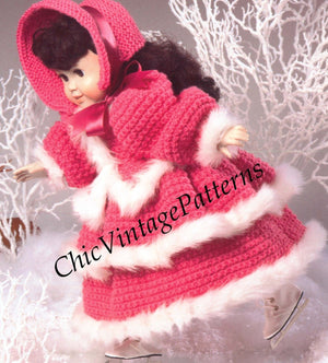 Doll's Skating Dress Knitting Pattern, Digital Download