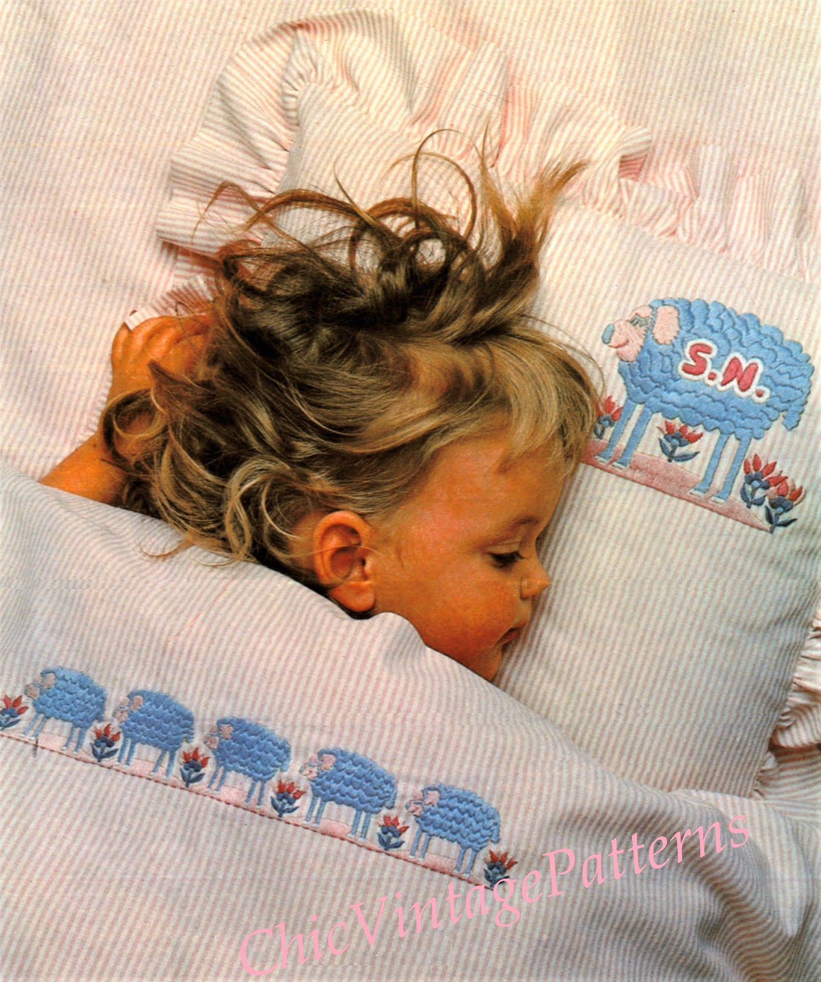 Babies Cot Sheets Embroidery Pattern, Digital Download