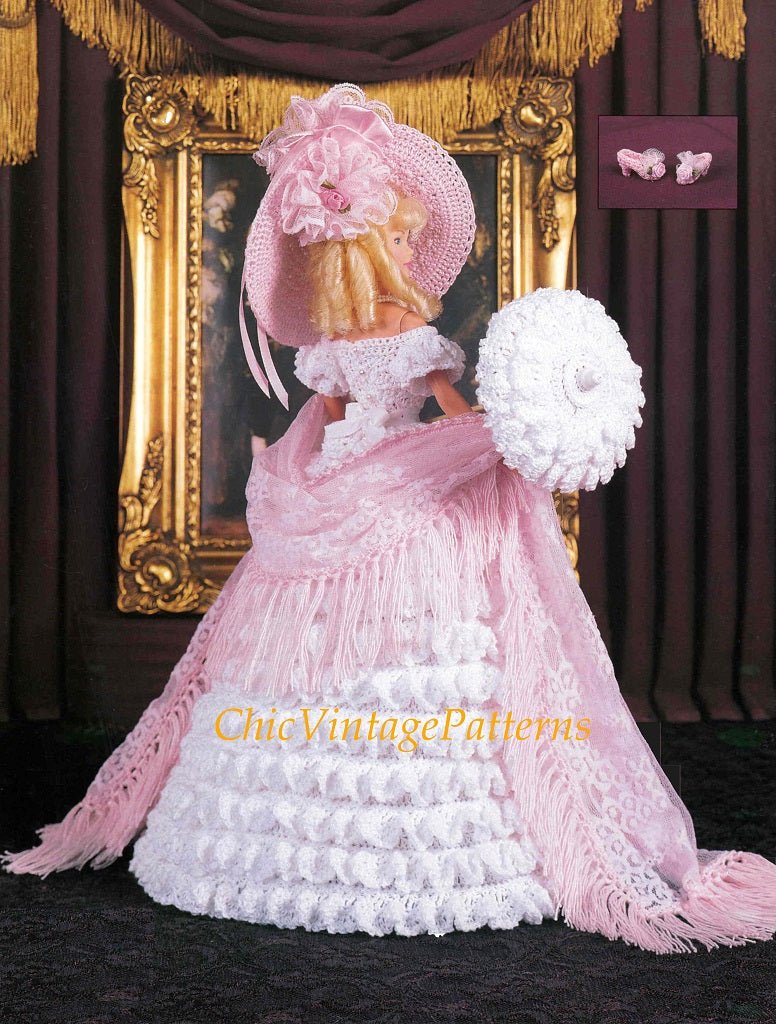 Doll's Dress Crochet Pattern, Old South Gown