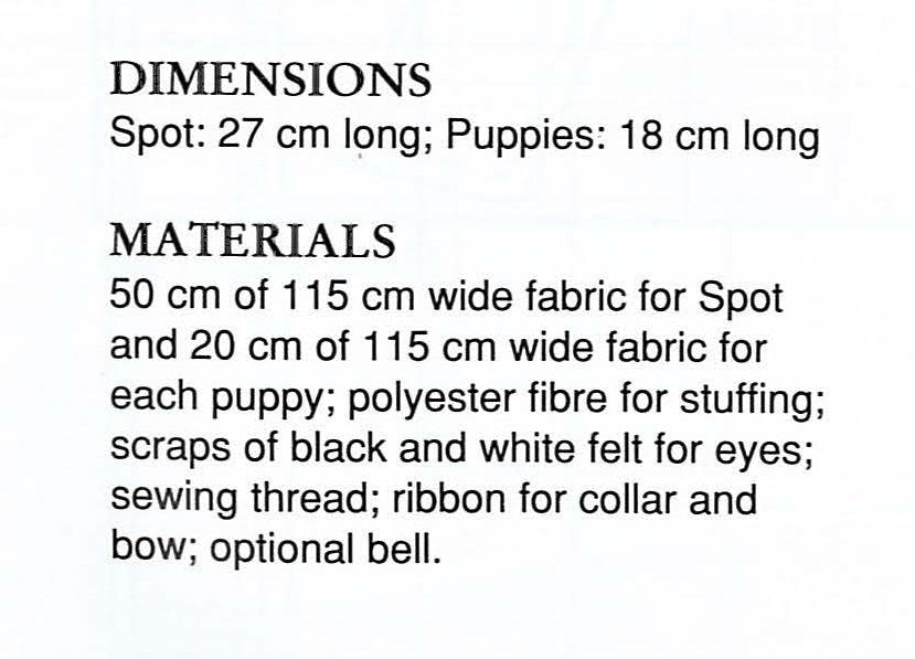 Soft Toy Dog and Puppies Sewing Pattern, Digital Download Pattern