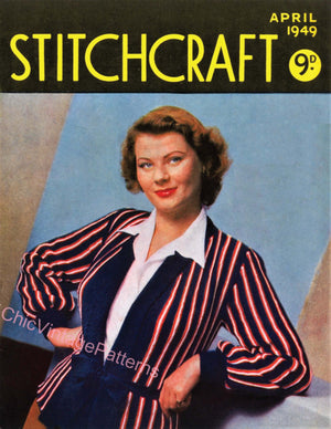 Vintage Stitchcraft Book, April 1949, Instant Download, 9 Patterns