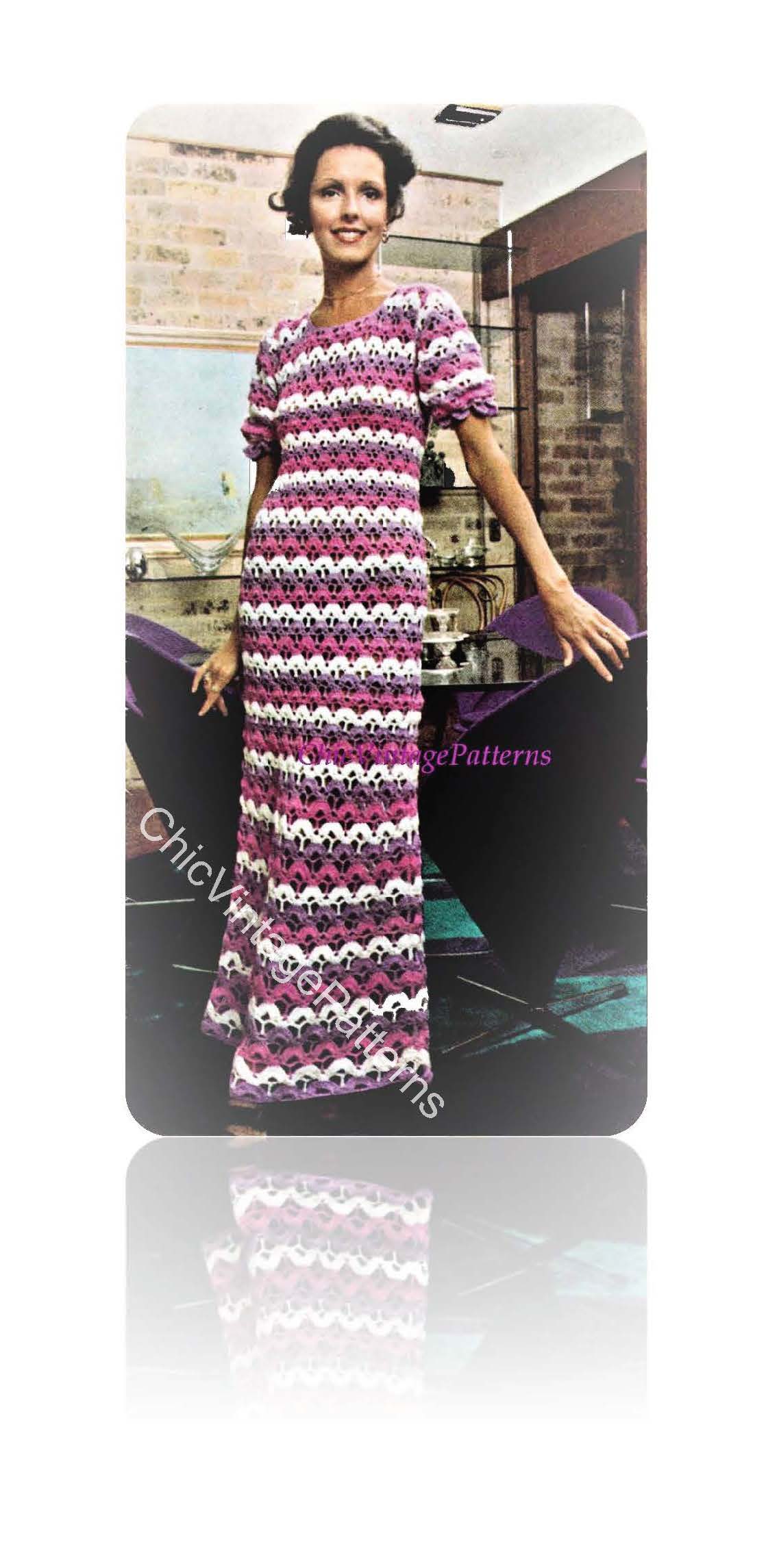 Crochet Dress Pattern, Ladies Summer Hostess Dress, Digital Pattern