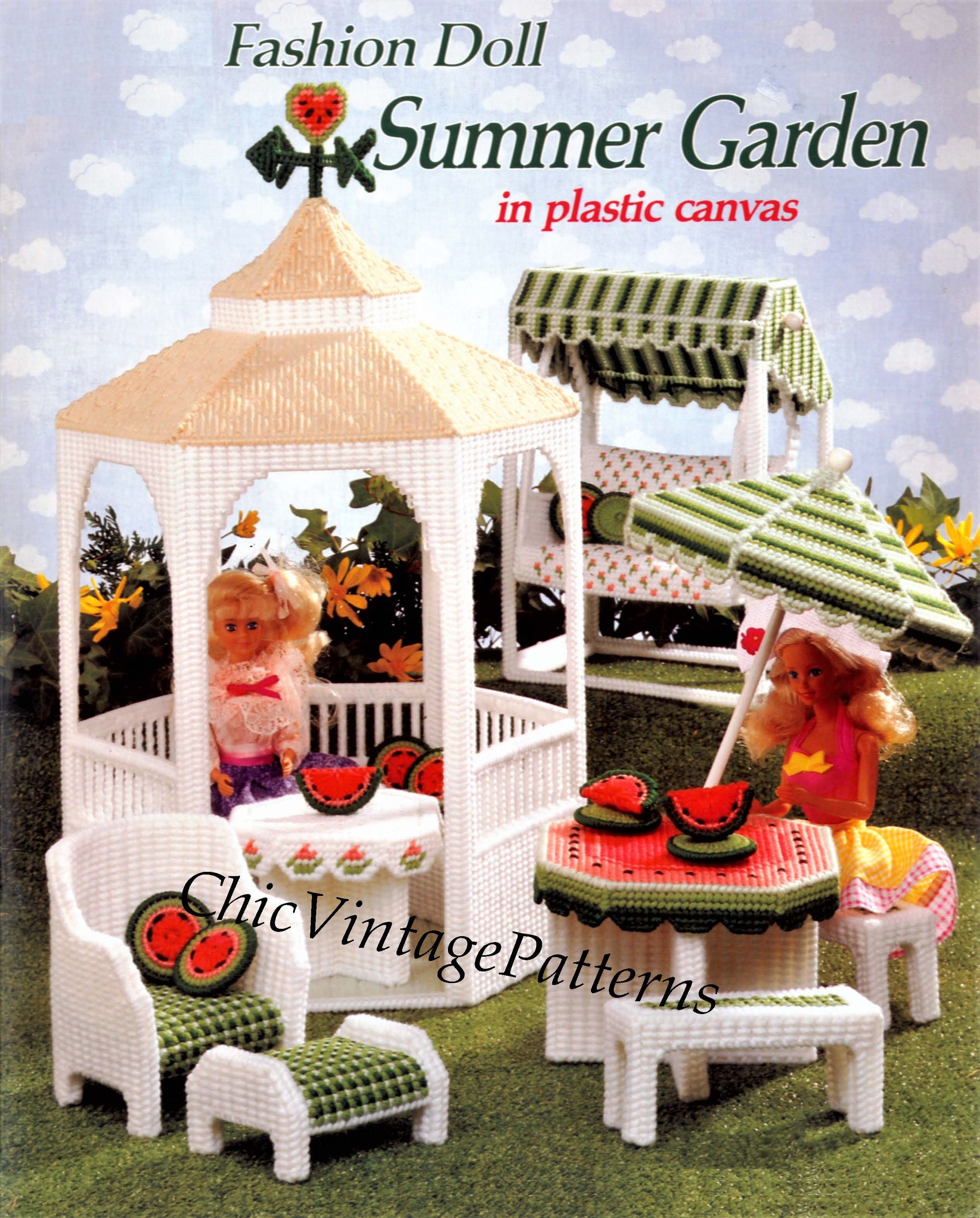 Plastic Canvas Fashion Doll Summer Garden Pattern, Digital Download