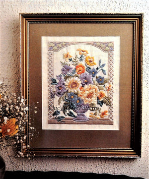 Embroidery Pattern, Vase of Flowers, Digital Download