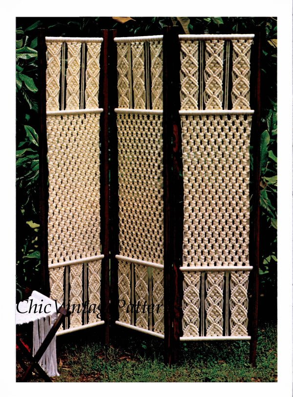 Macrame Folding Screen Pattern, Room Divider | ChicVintagePatterns