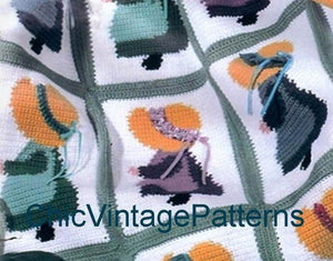 Crochet Sunbonnet Sue Afghan Pattern, Instant Download