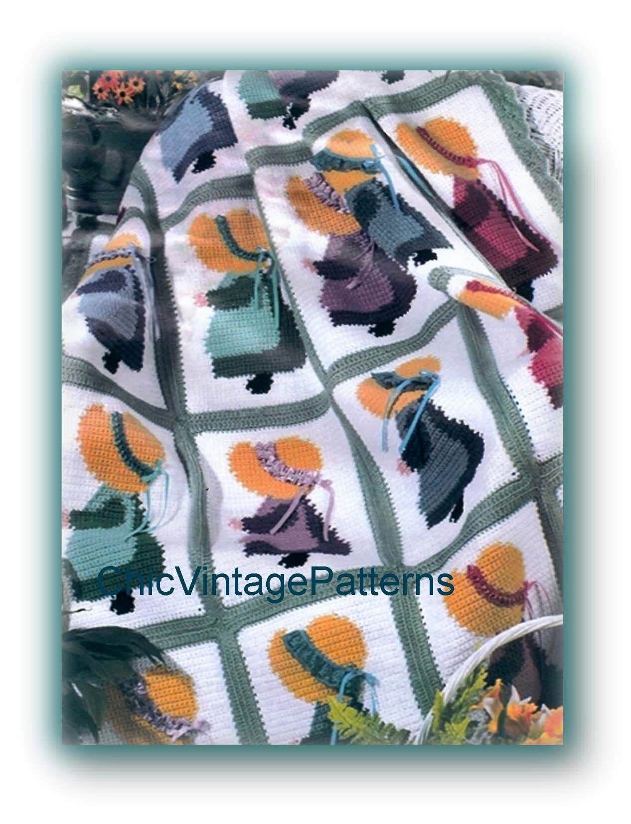 Crochet Sunbonnet Sue Afghan Pattern, Instant Download