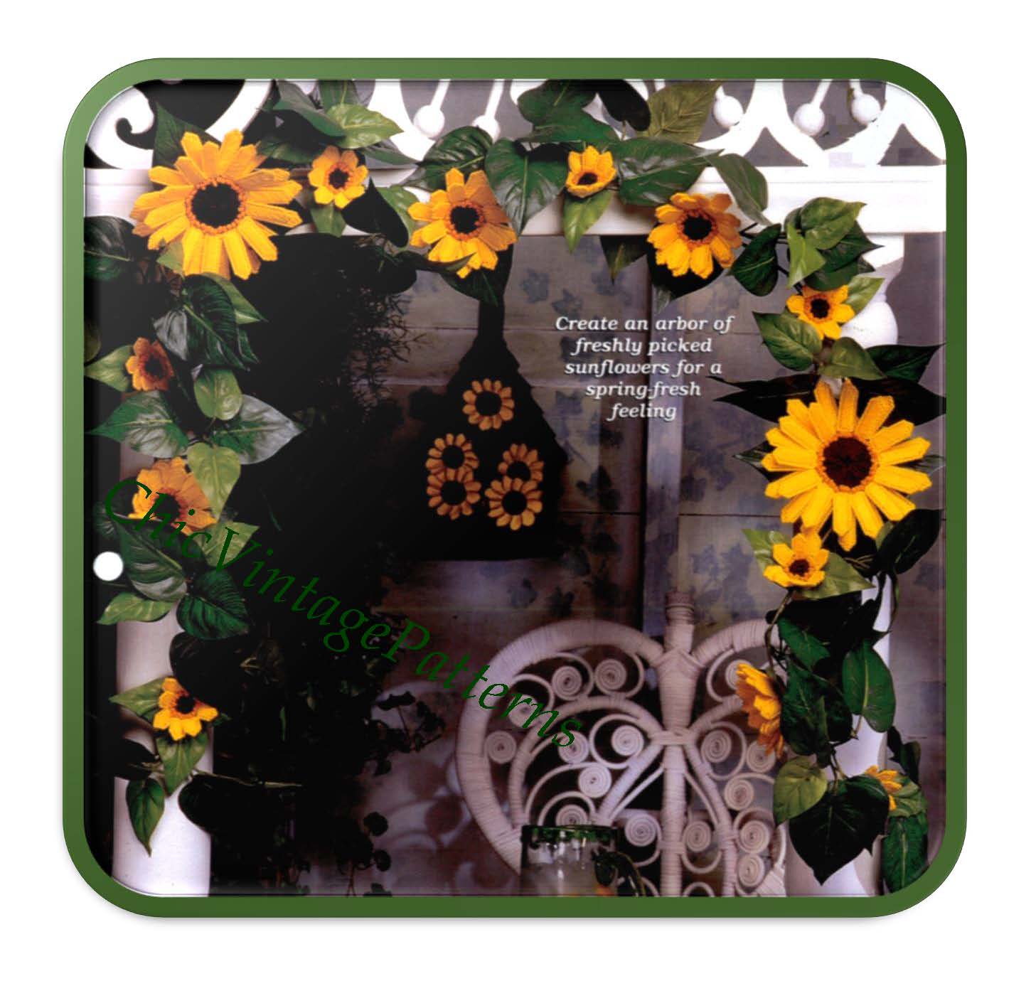 Plastic Canvas Sunflower Garland, Instant Download Pattern